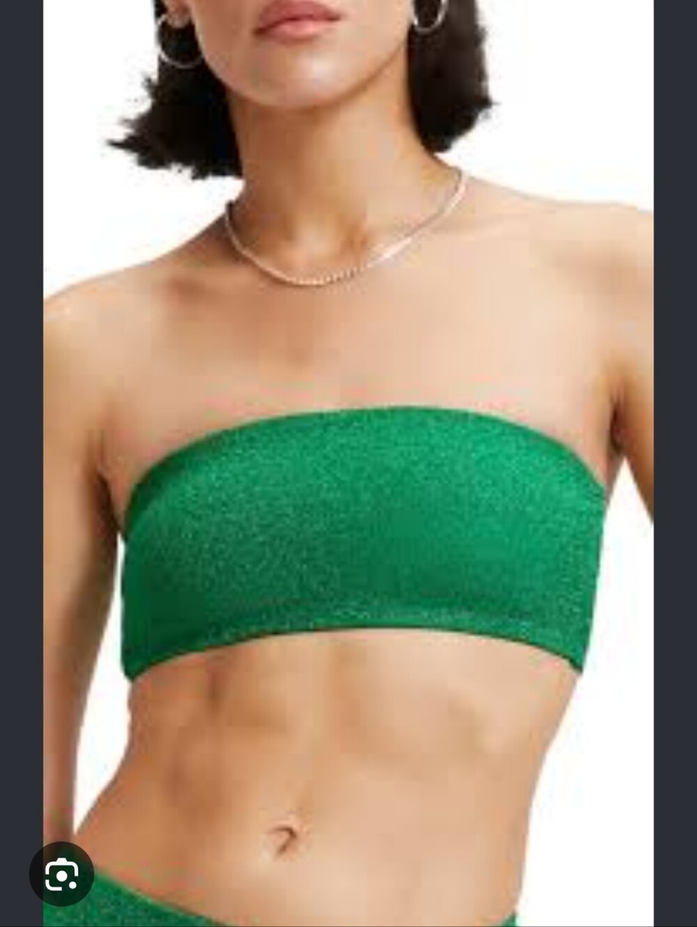 Good American Shimmering Emerald Strapless Crop Top Bandeau 2